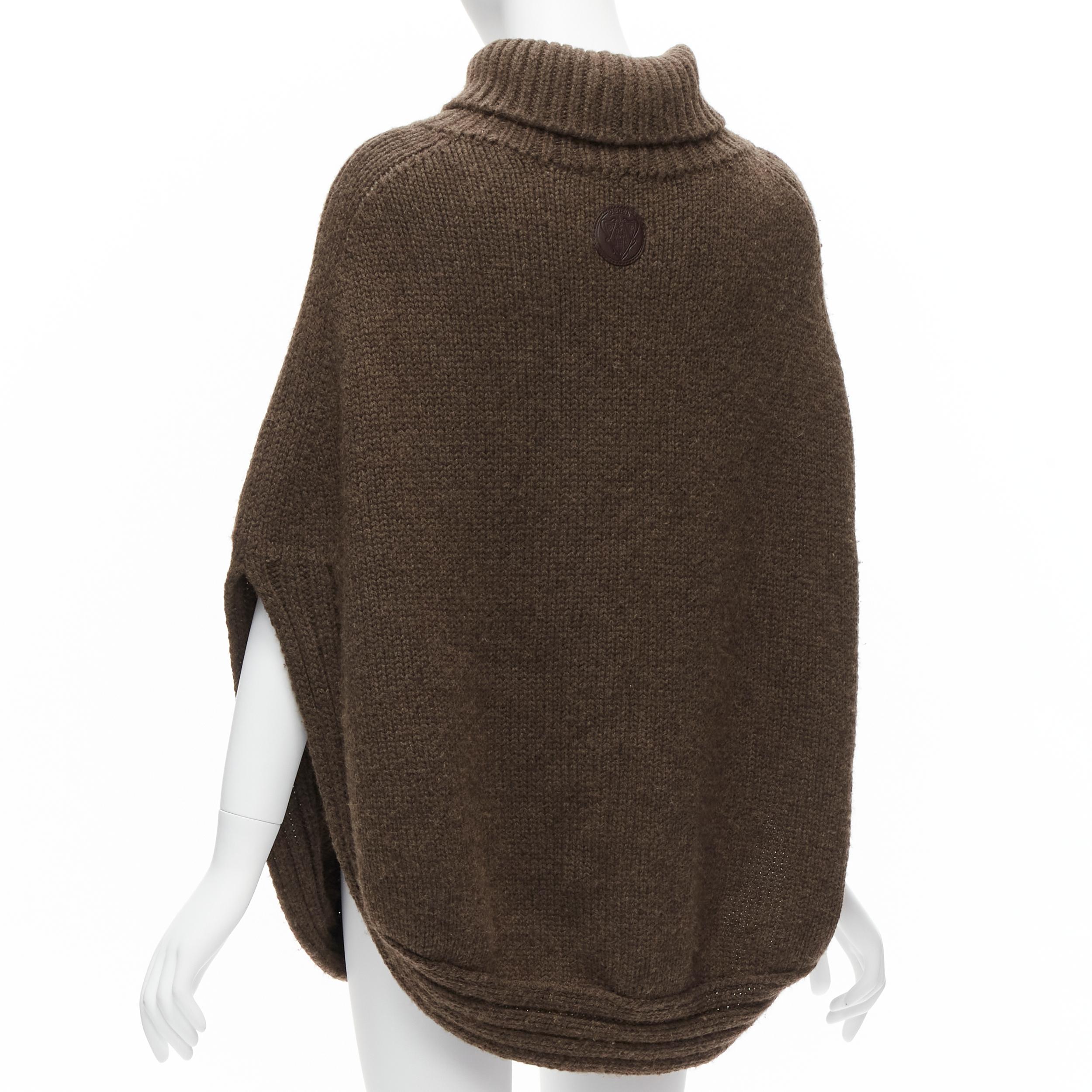 GUCCI Vintage brown 100% camel hair turtleneck circle poncho top L 1