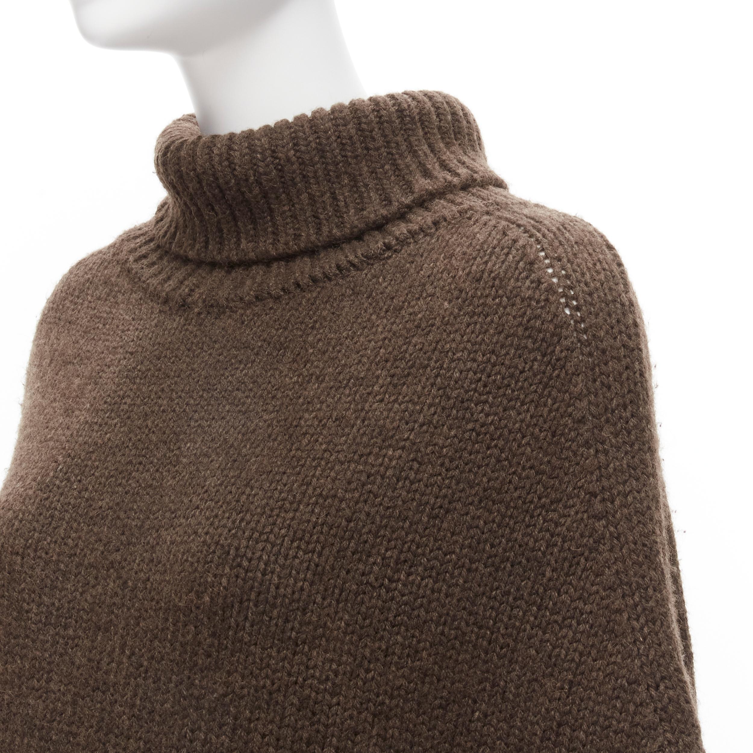 GUCCI Vintage brown 100% camel hair turtleneck circle poncho top L en vente 3