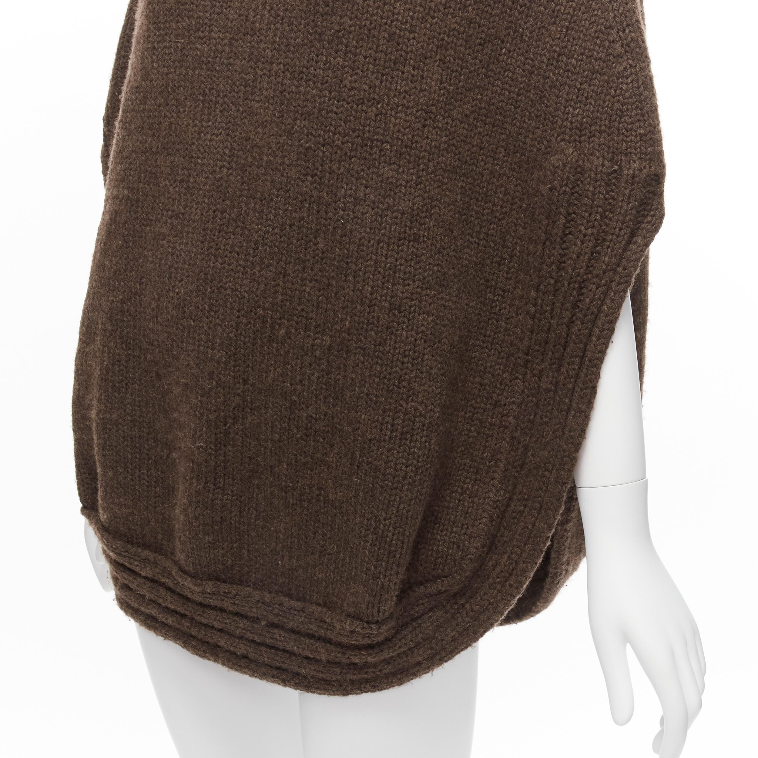 GUCCI Vintage brown 100% camel hair turtleneck circle poncho top L 3