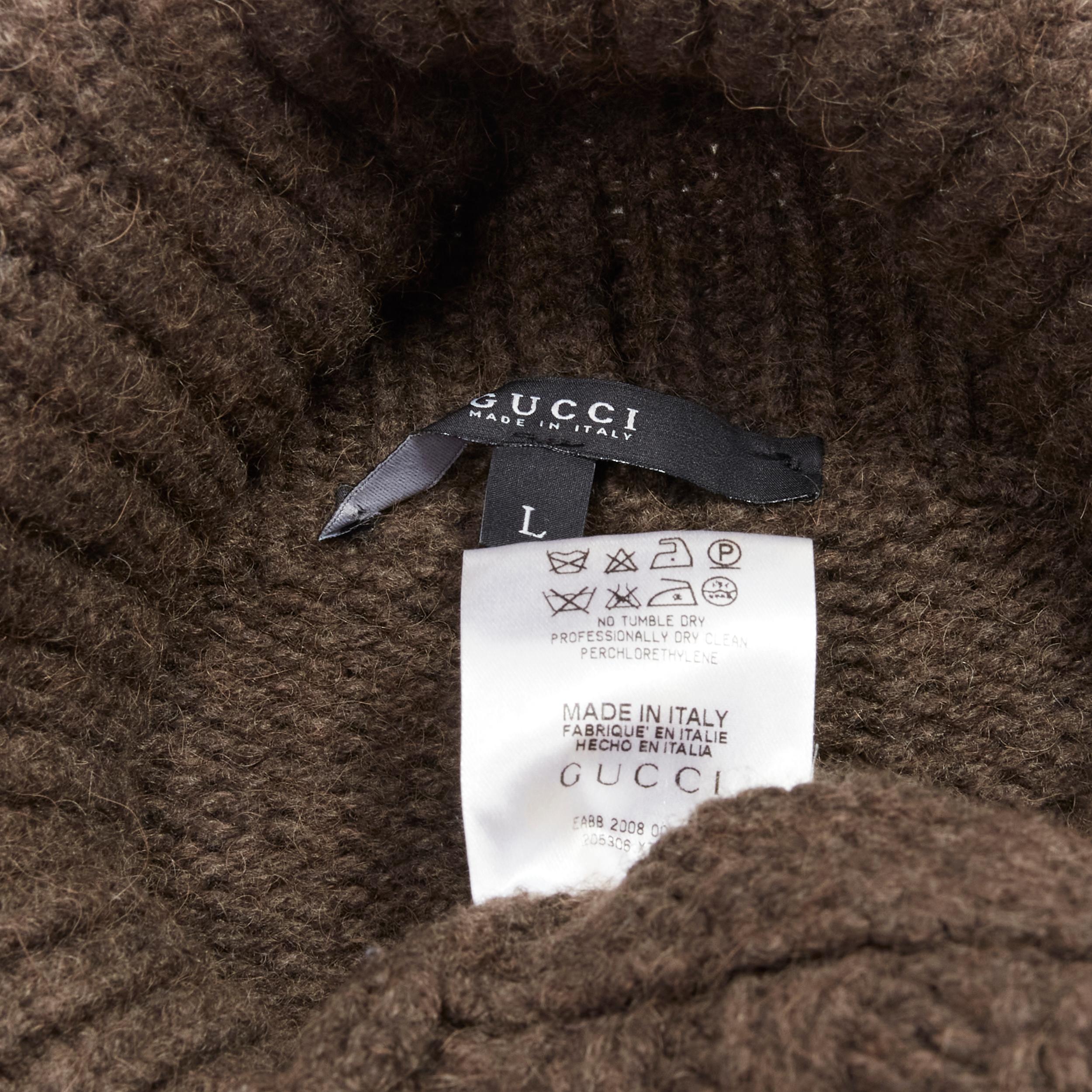 GUCCI Vintage brown 100% camel hair turtleneck circle poncho top L 4