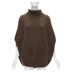GUCCI Used brown 100% camel hair turtleneck circle poncho top L