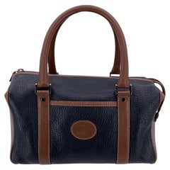 Gucci Vintage Brown and Black Leather Handbag Small Boston Bag