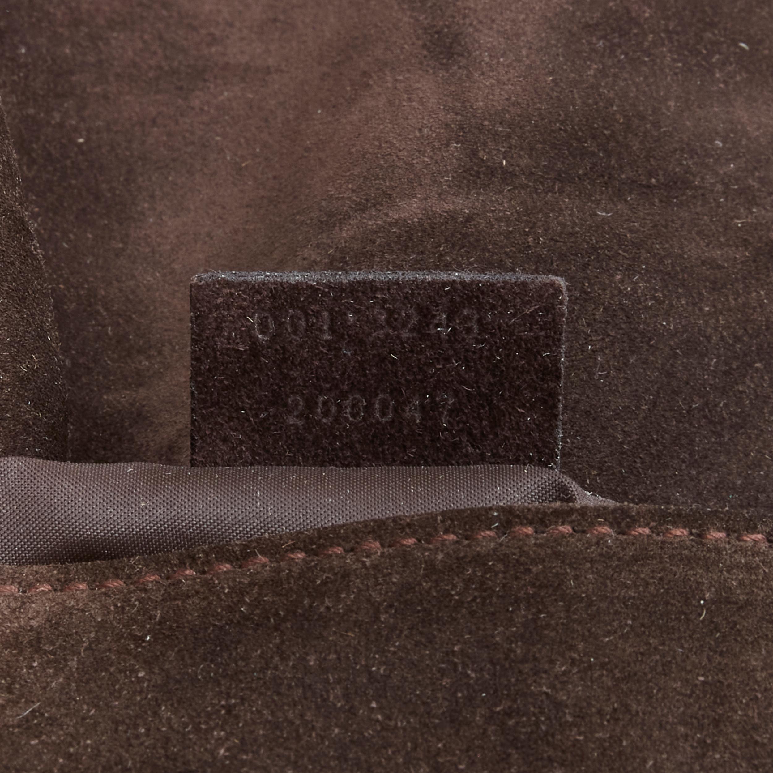 GUCCI Vintage Brown bamboo handle flap leather suede shoulder bag en vente 8