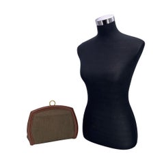 Gucci Vintage Brown Canvas Leather Ring Clasp Purse Clutch bag