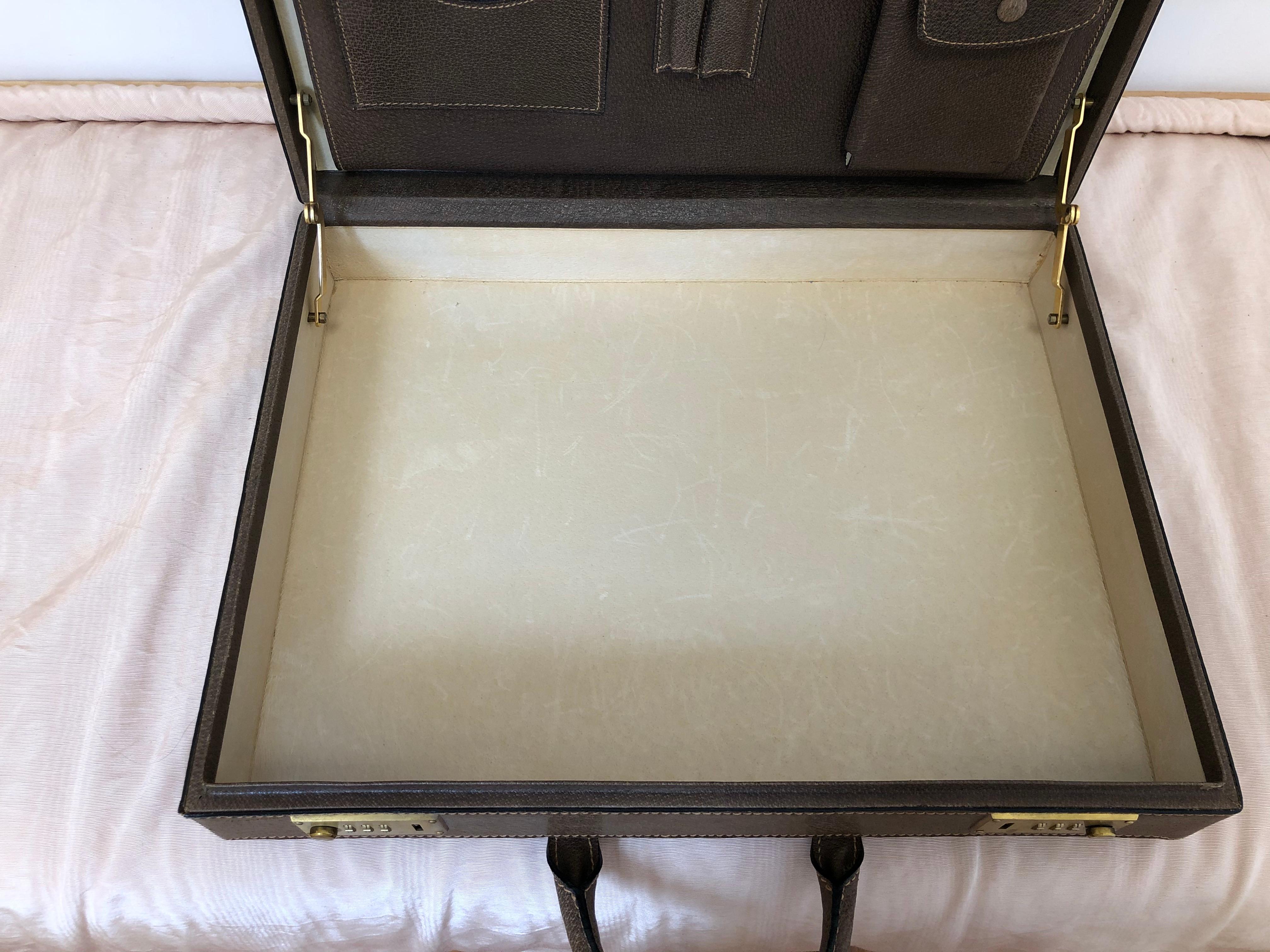 Gucci Vintage Brown GG Monogram Canvas Business Attache Hard Side Briefcase 2
