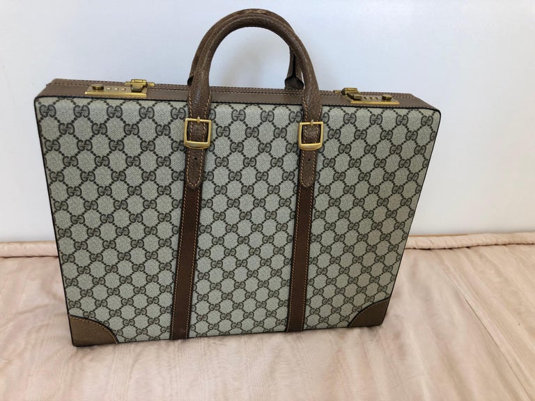 Gucci Vintage Brown GG Monogram Canvas Business Attache Hard Side Briefcase at 1stDibs gucci