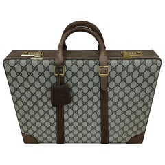 Gucci Used Brown GG Monogram Canvas Business Attache Hard Side Briefcase