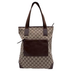 Gucci Vintage Brown GG Monogram Canvas Front Pocket Tote bag