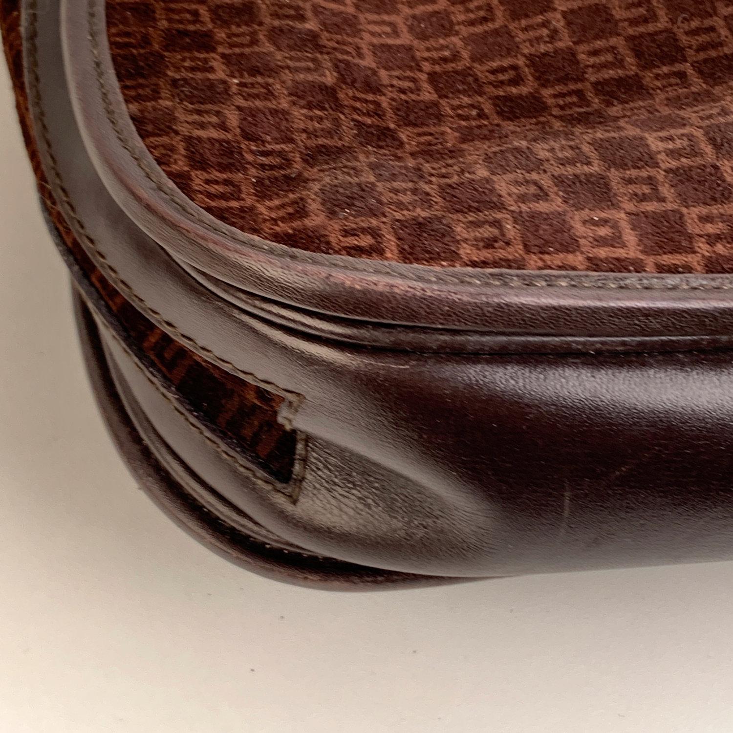 Gucci Vintage Brown GG Monogram Suede Shoulder or Messenger Bag 6