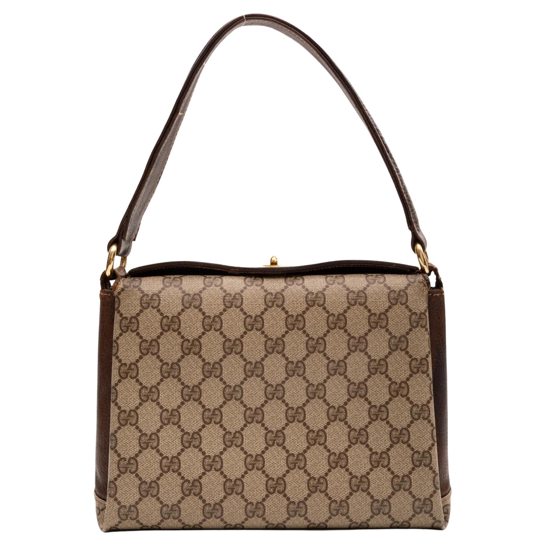 Gucci Vintage Brown GG Supreme Top Handle Doctor Bag