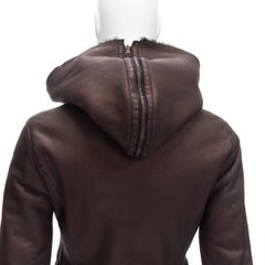 GUCCI Vintage brown lambskin leather fur lined aviator bomber jacket IT40 S