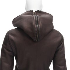 GUCCI Vintage brown lambskin leather fur lined aviator bomber jacket IT40 S