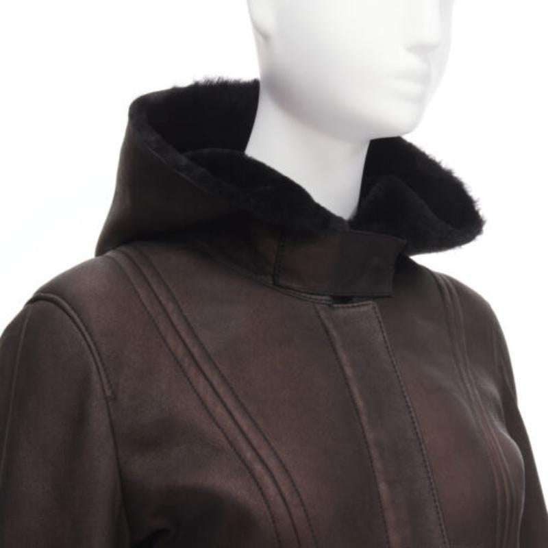 GUCCI Vintage brown lambskin leather fur lined aviator bomber jacket IT40 S 3