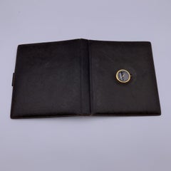 Gucci Vintage Brown Leather 5 Ring Agenda Notebook Cover with Watch