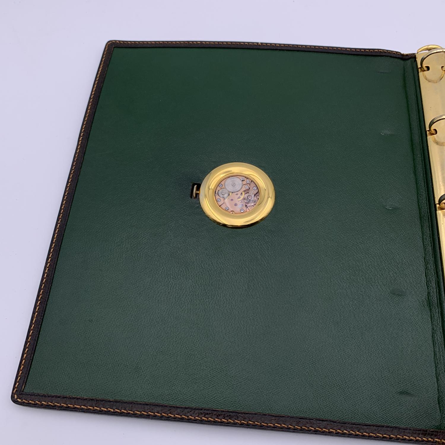 Women's or Men's Gucci Vintage Brown Leather 5 Ring Agenda Notebook Cover with Watch