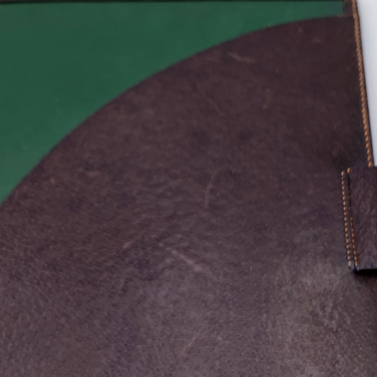 Gucci Vintage Brown Leather 5 Ring Agenda Notebook Cover with Watch 2