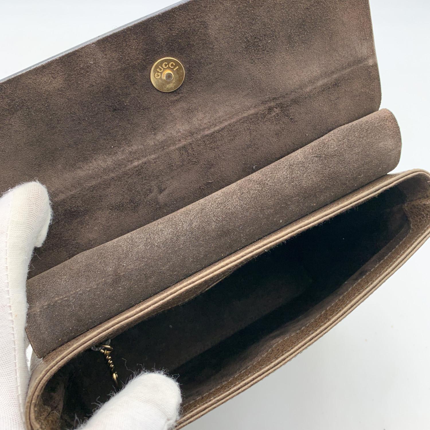Gucci Vintage Brown Leather Bamboo Handle Small Box Handbag Bag 2
