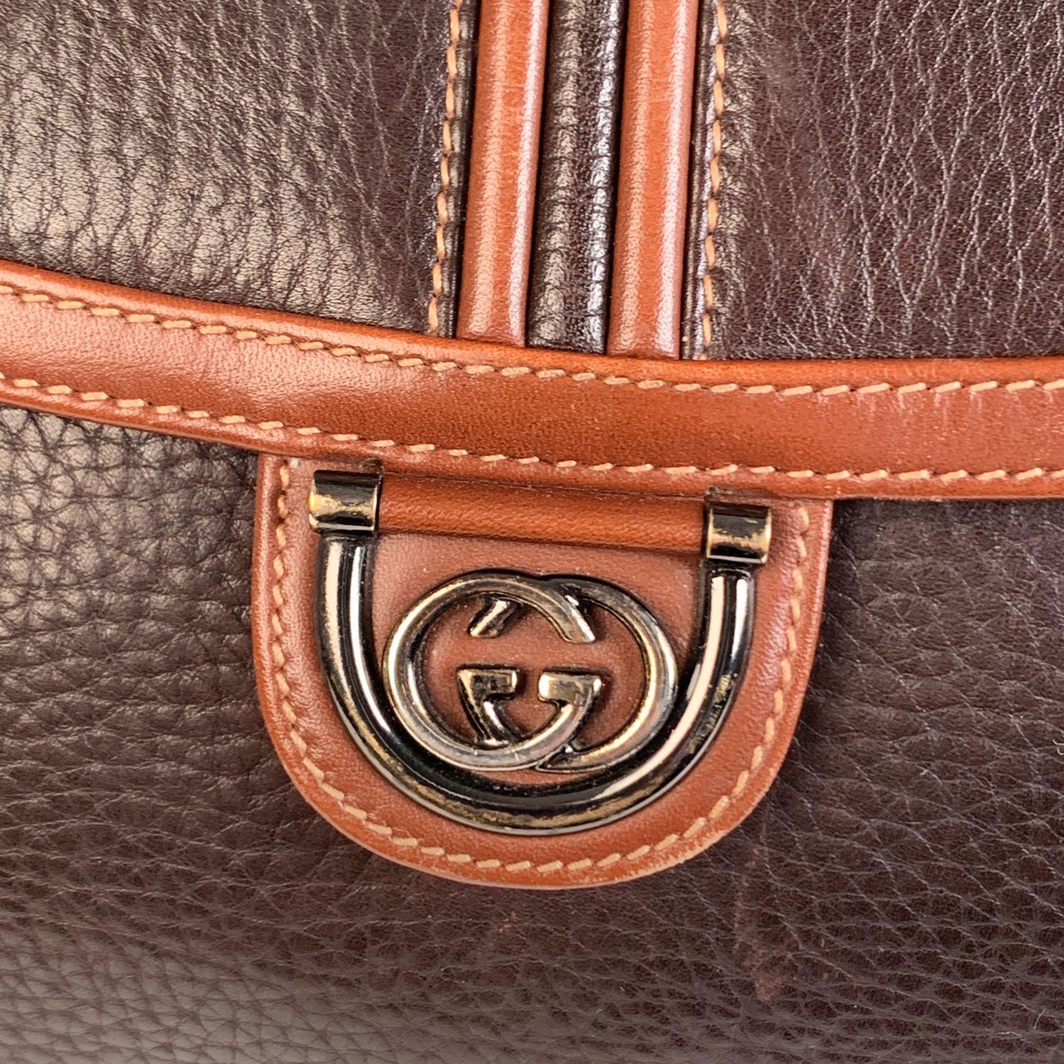 Black Gucci Vintage Brown Leather Convertible Crossbody Bag