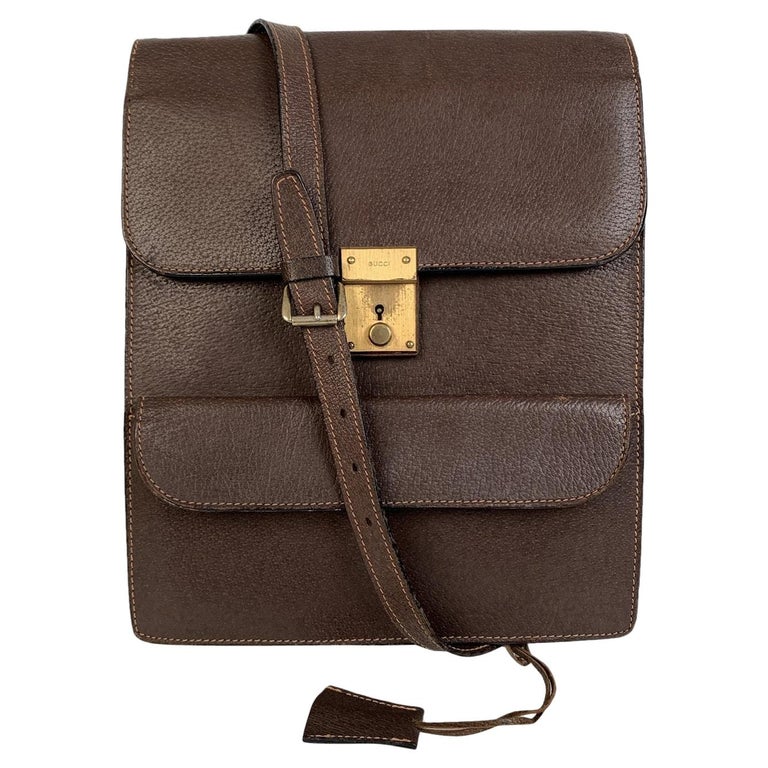 Gucci Vintage Brown Leather Crossbody Bag Men Purse at 1stDibs | gucci ...