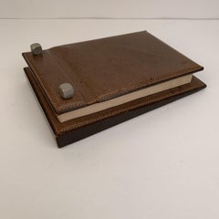 Gucci Vintage Brown Leather Desk Notepad Notebook Holder