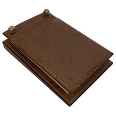 Gucci Vintage Brown Leather Desk Notepad Notebook Holder