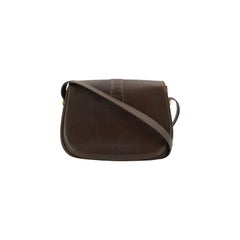 Gucci Vintage Brown Leather Flap Crossbody Messenger Bag