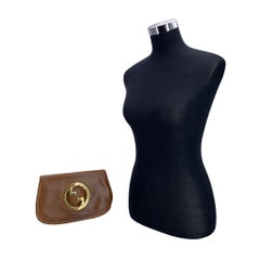 Gucci Vintage Brown Leather GG Blondie Clutch Bag Flap Handbag