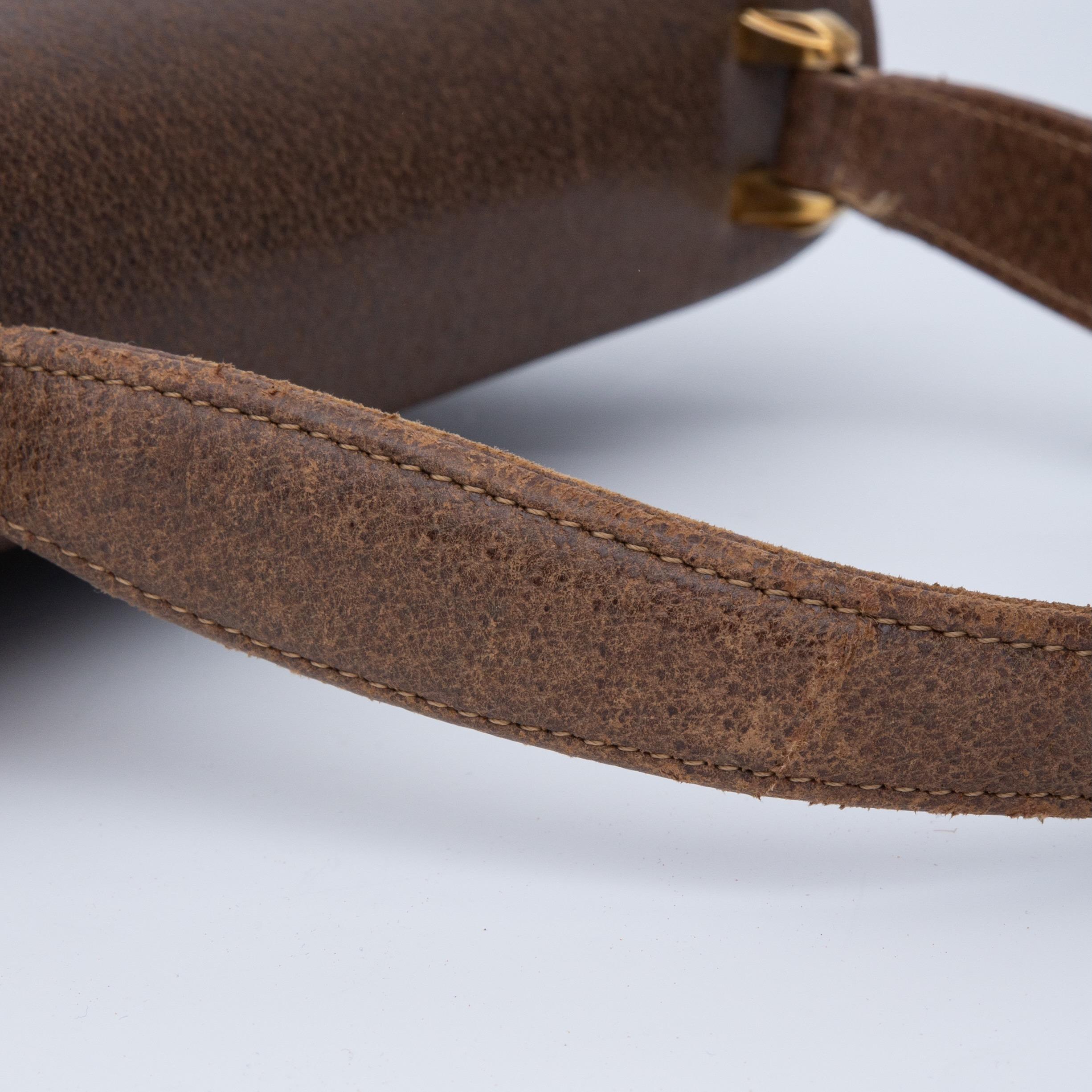 Gucci Vintage Brown Leather Gg Flip Lock Handbag (Circa 1955) Rare 1
