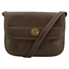 Gucci Vintage Brown Leder GG Logo Flap Crossbody Bag