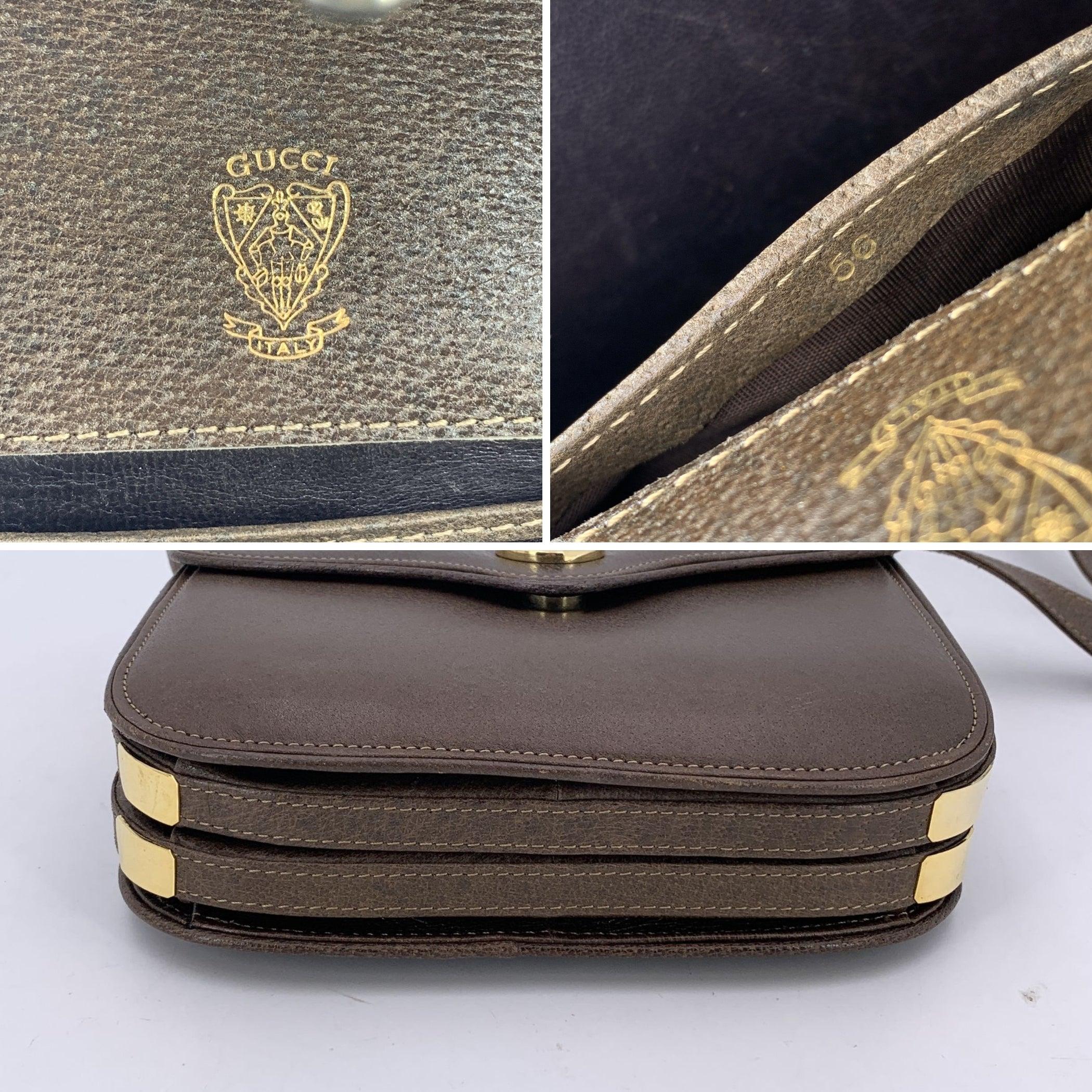 Gucci Vintage Leather GG Logo Flap Shoulder Bag Pour femmes en vente