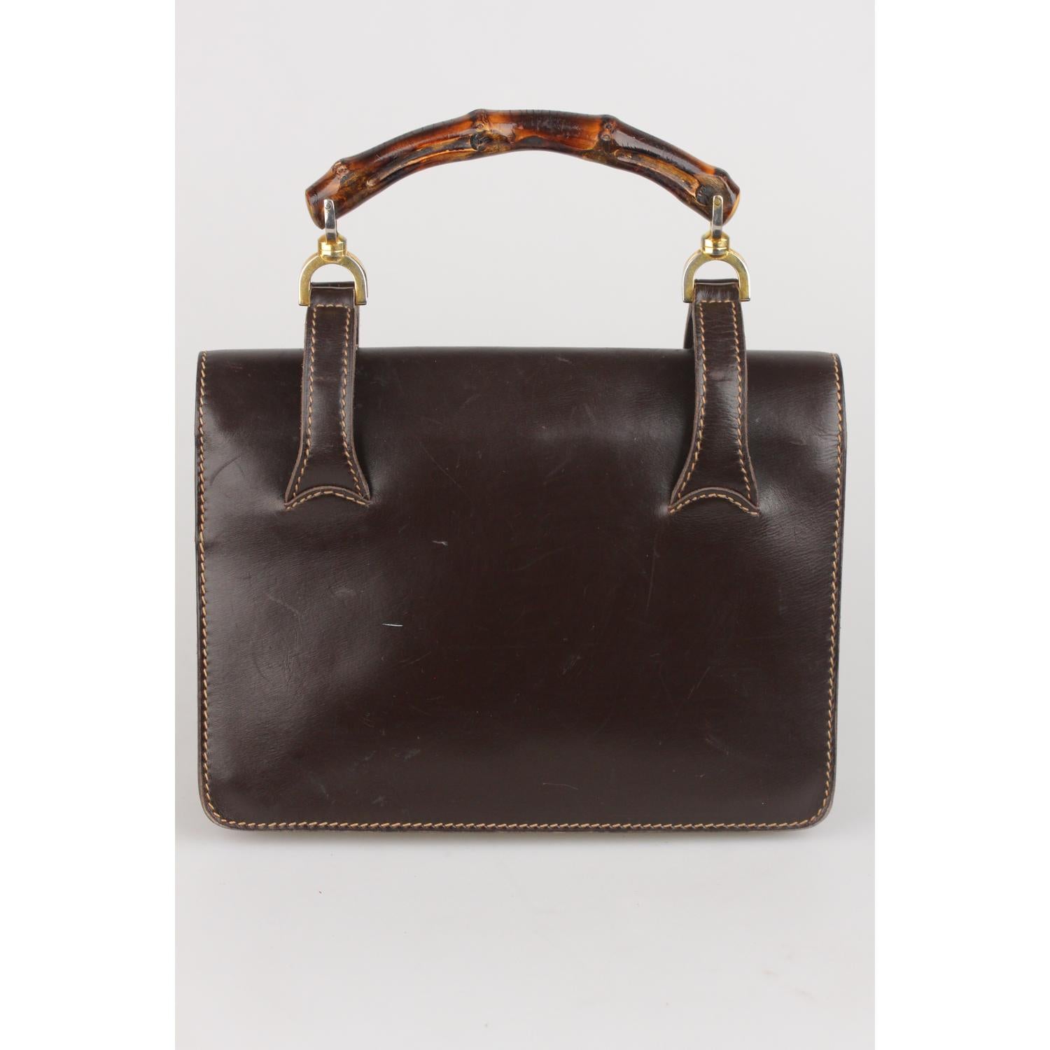 Gucci Vintage Brown Leather Handbag with Bamboo Handle 1