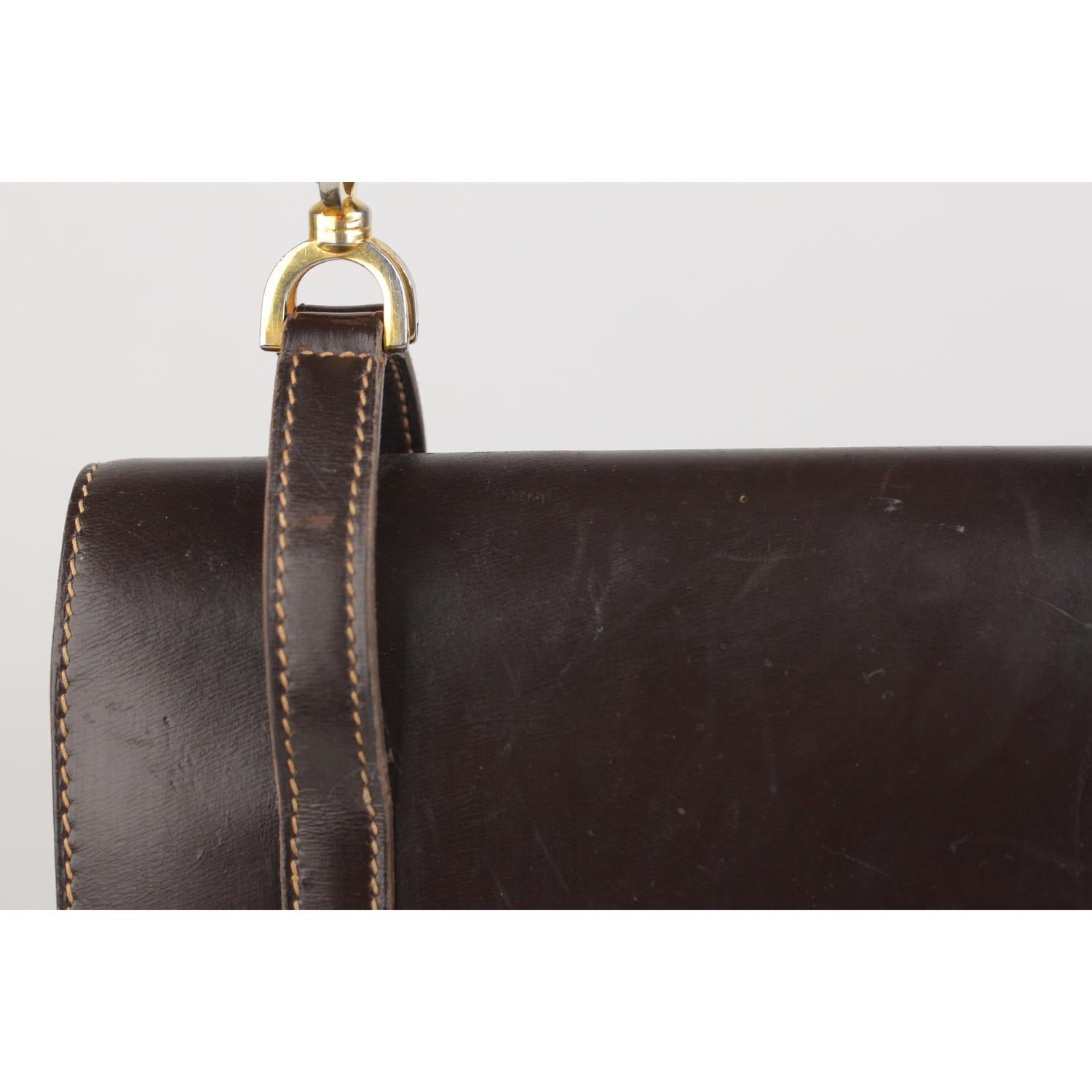 Gucci Vintage Brown Leather Handbag with Bamboo Handle 4