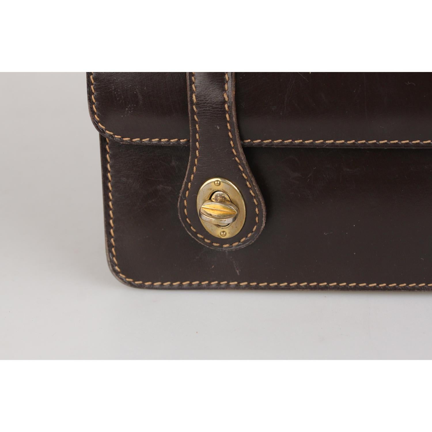 Gucci Vintage Brown Leather Handbag with Bamboo Handle 5