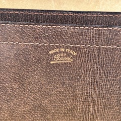 Gucci Vintage Brown Leather Hard Side Briefcase Work Bag with Stripes