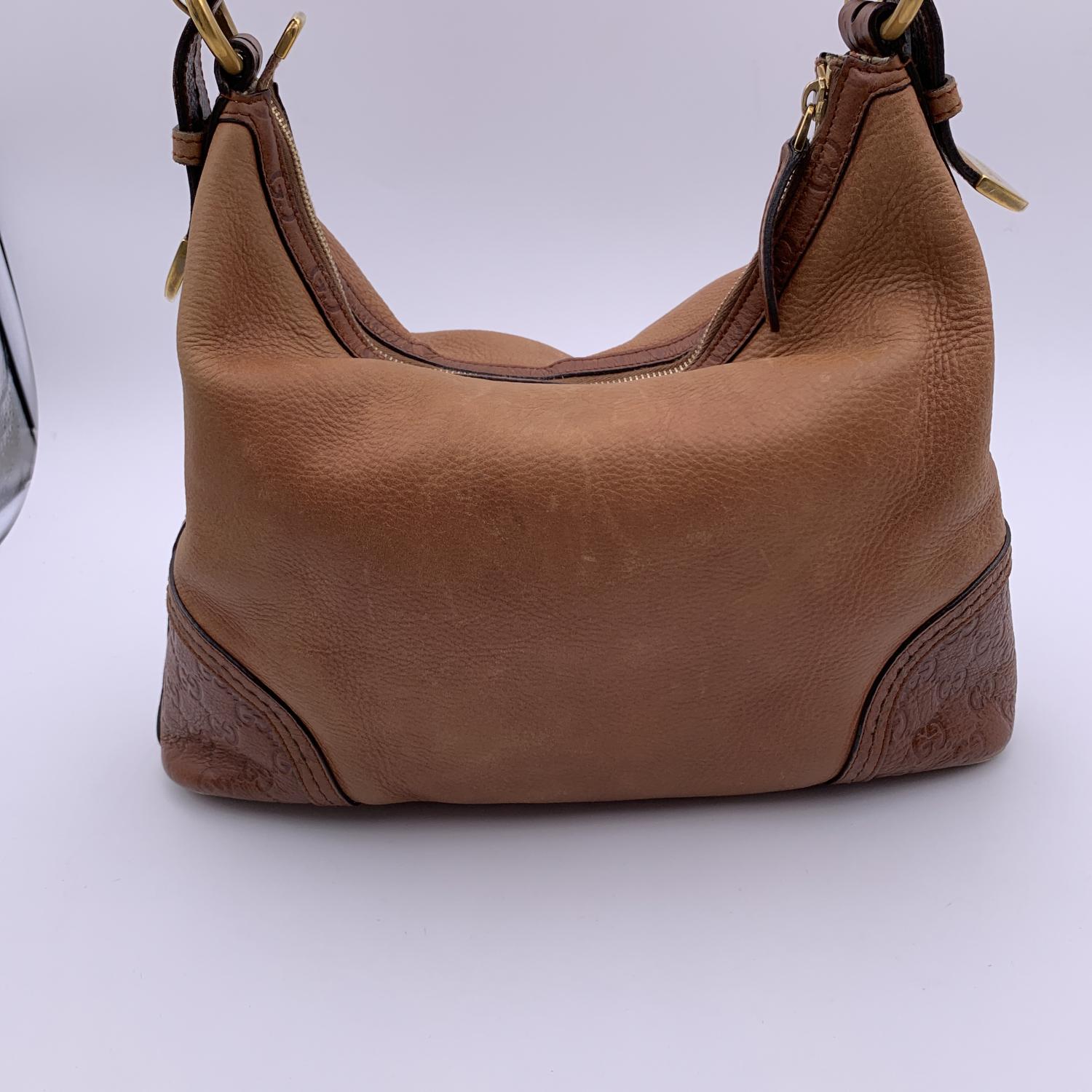 Women's Gucci Vintage Brown Leather Hobo Bag Shoulder Bag