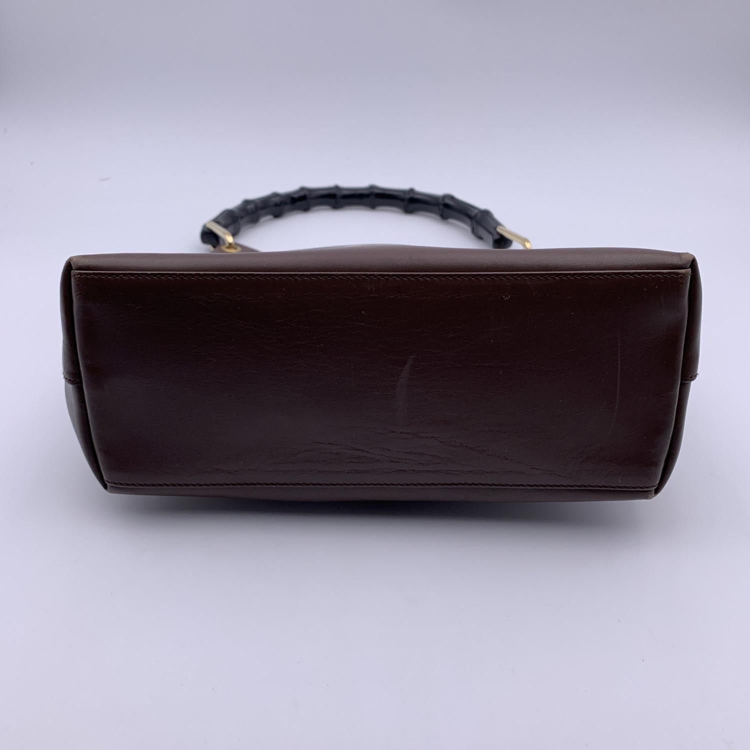Gucci Vintage Brown Leather Hobo Bag Tote Bamboo Handle 1
