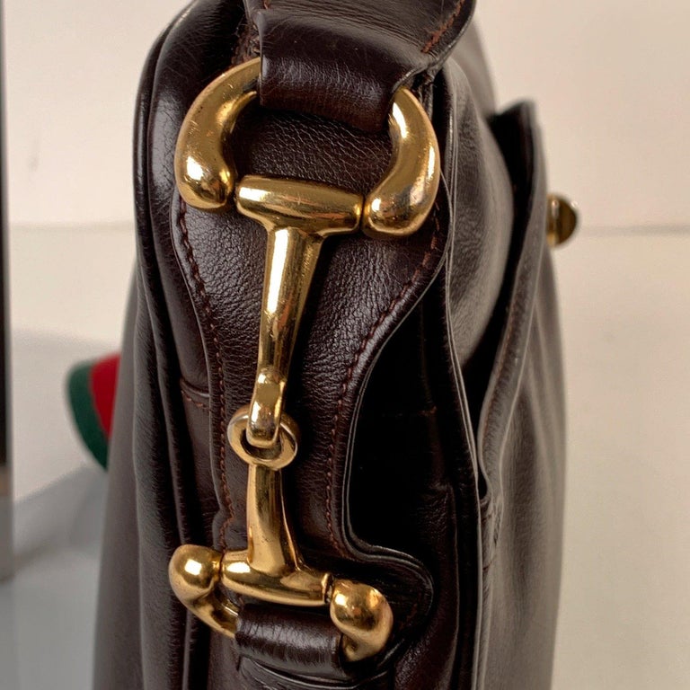 Gucci Vintage Brown Leather Horsebit Shoulder Bag For Sale at 1stDibs