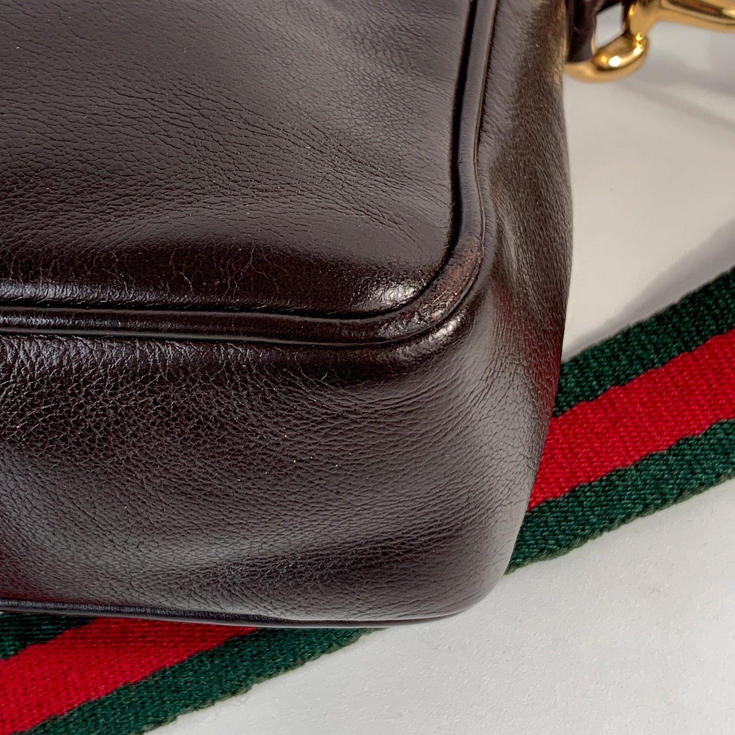 Gucci Vintage Brown Leather Horsebit Shoulder Bag 1