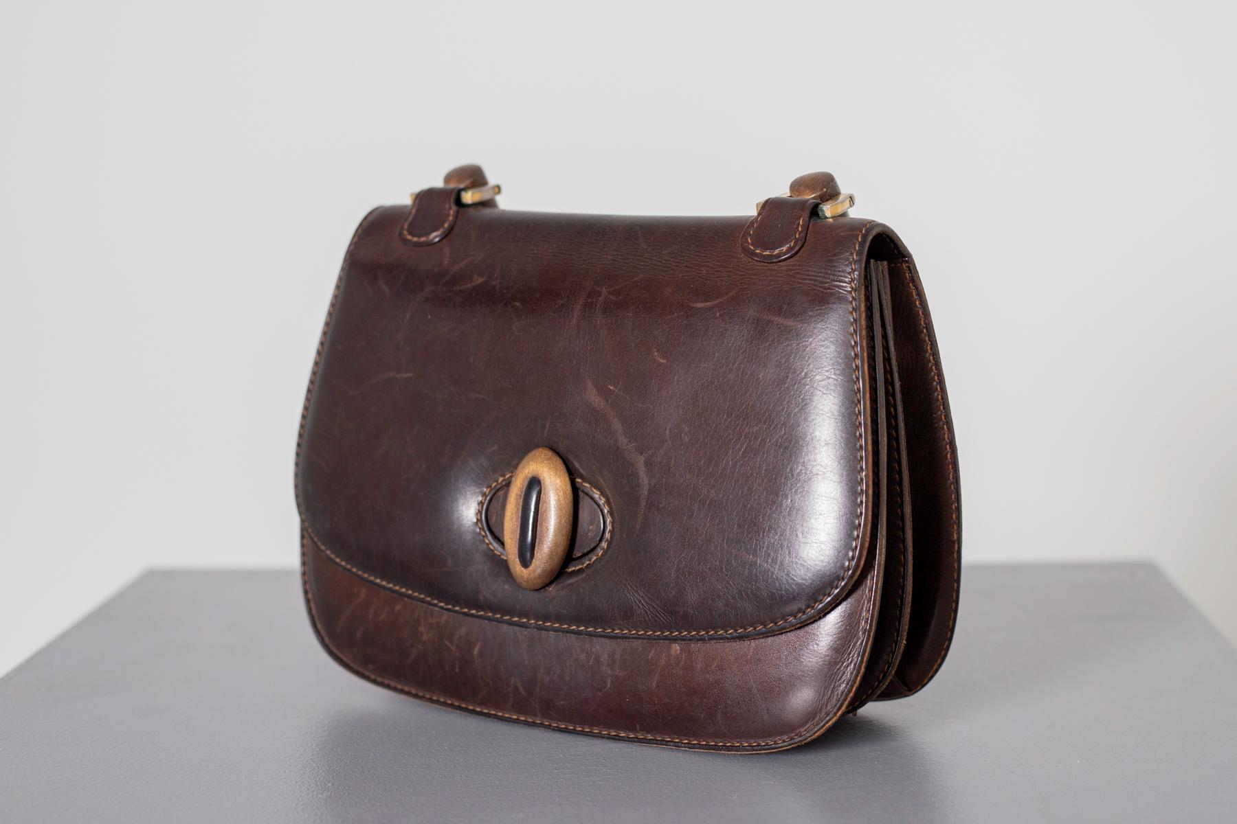 Gucci Vintage Brown Leather Italian  Handbag 1940 2