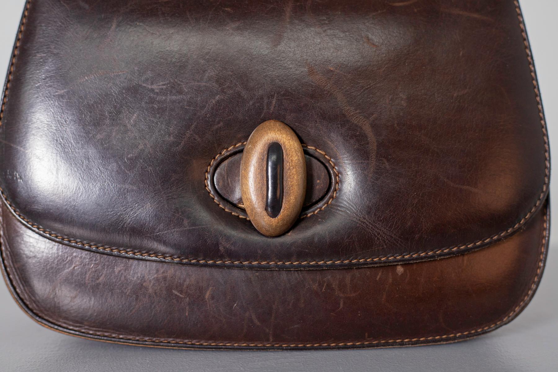 Gucci Vintage Brown Leather Italian  Handbag 1940 3