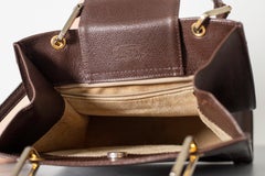 Gucci sac à main italien en cuir marron vintage 1940