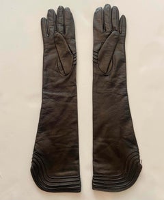 Gucci Vintage Brown Leather Long Gloves