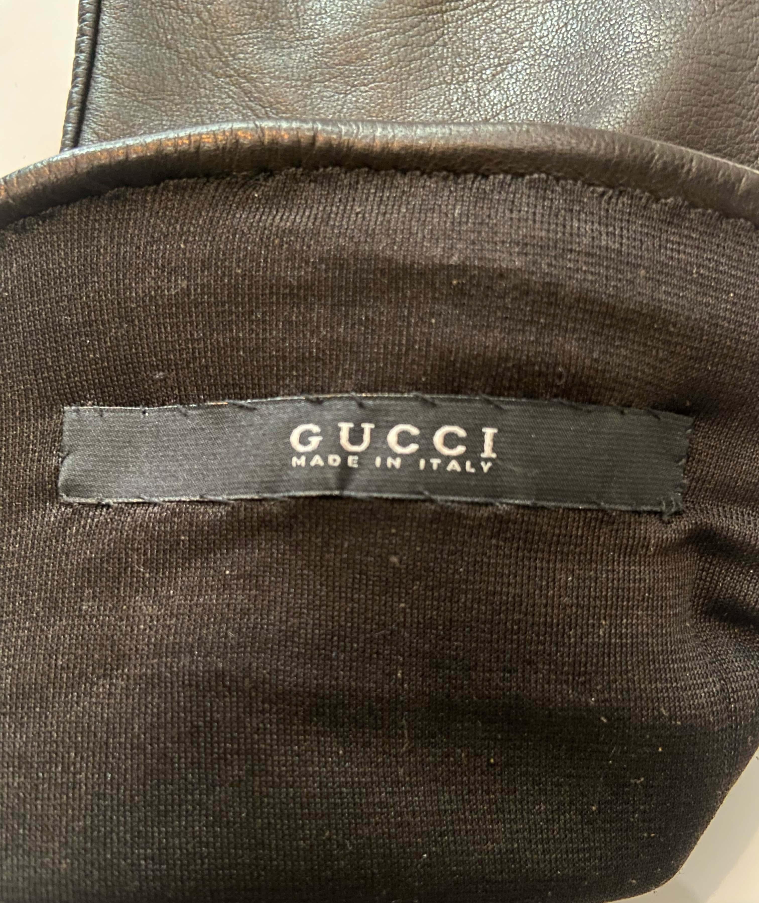Gucci Vintage Brown Leather Long Gloves In Excellent Condition For Sale In London, GB