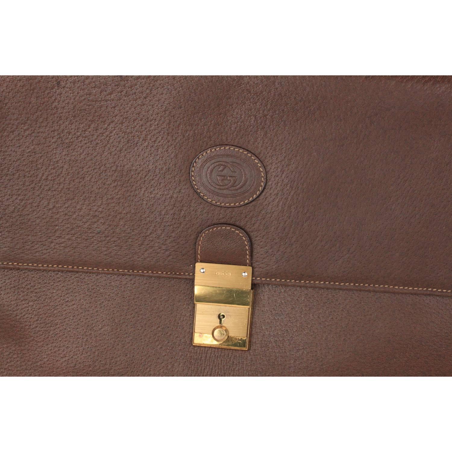GUCCI Vintage Brown Leather PORTFOLIO Document Holder In Good Condition In Rome, Rome