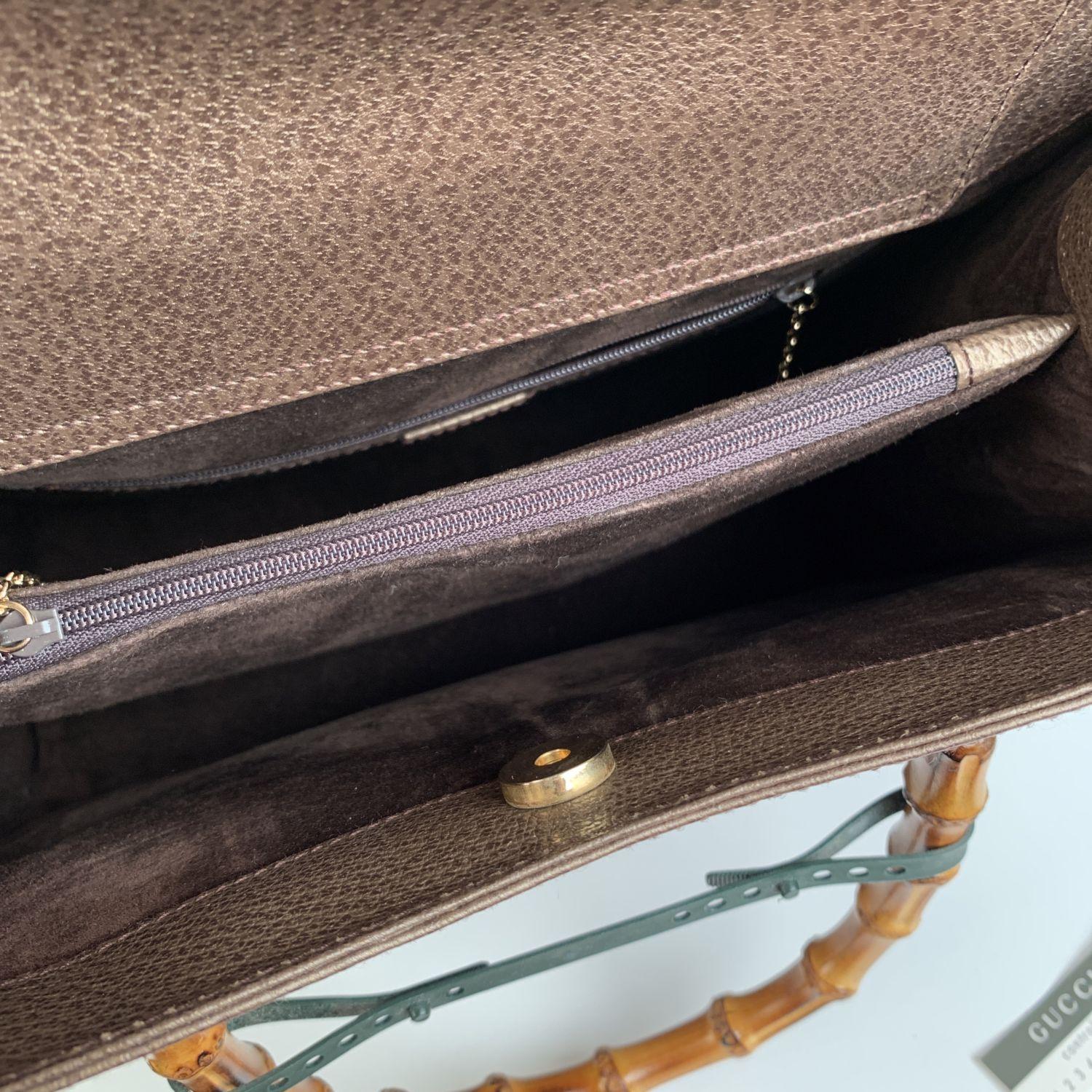 Gucci Vintage Brown Leather Princess Diana Bamboo Tote Bag 1