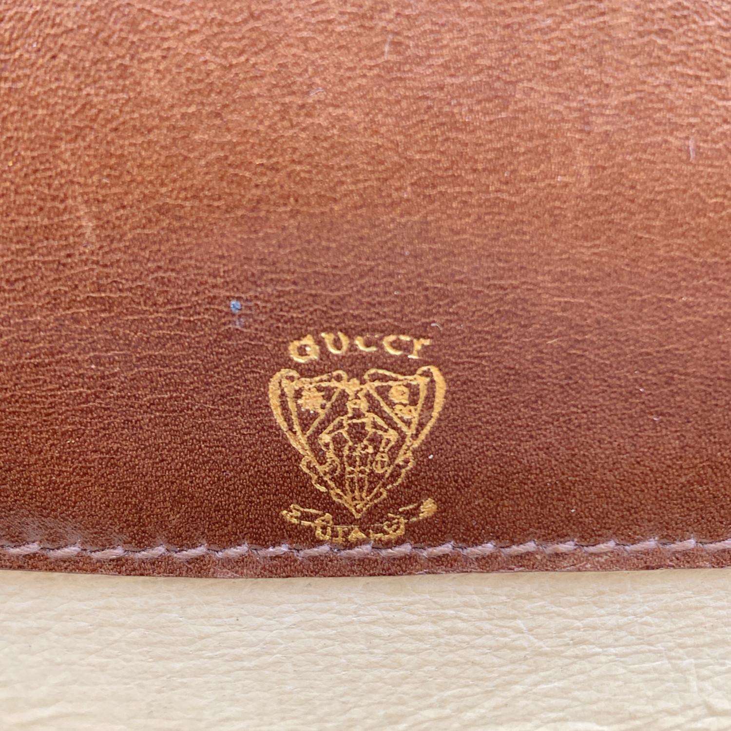 Gucci Vintage Brown Leather Shoulder Bag Double Flap 2