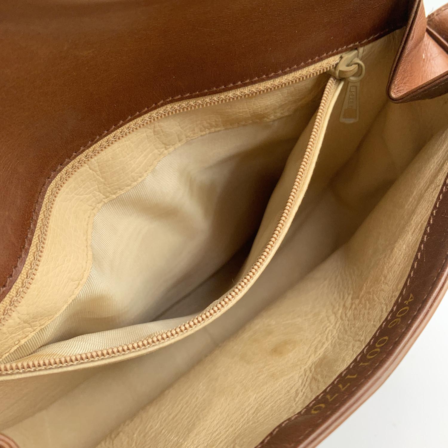 Gucci Vintage Brown Leather Shoulder Bag Double Flap 3