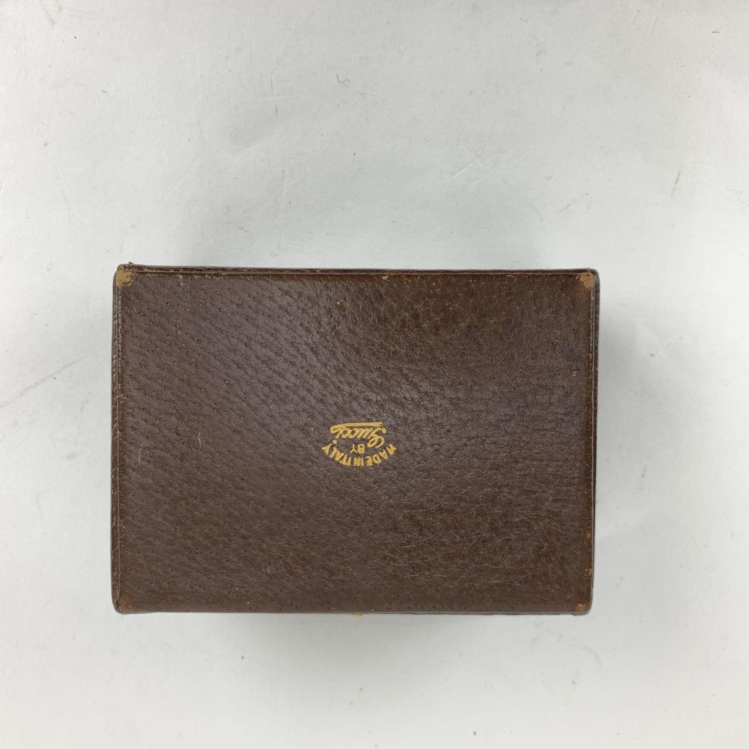 Women's Gucci Vintage Brown Leather Small Jewelry Trinket Box
