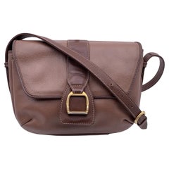 Gucci Vintage Braune Leder-Umhängetasche mit Steigbügel