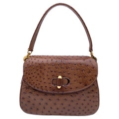 Gucci Vintage Brown Leder strukturierte Box Handtasche Tasche mit Riemen